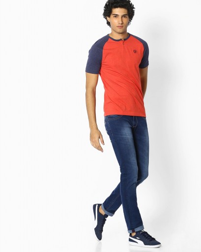 kobber Ultimate teori TEAMSPIRIT Henley T-shirt With Raglan Sleeves|BDF Shopping