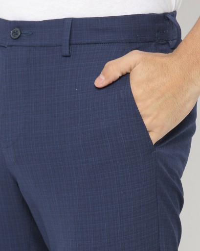 Checked Flat-Front Trousers