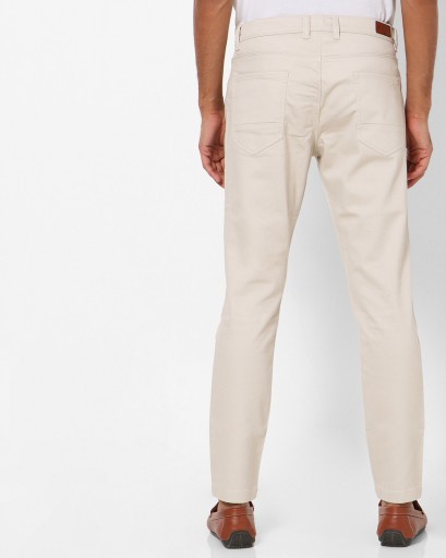 NetPlay Flat Front Chinos in Solid Colours, In Cotton Fabric, Easy To wear  Trending Trousers